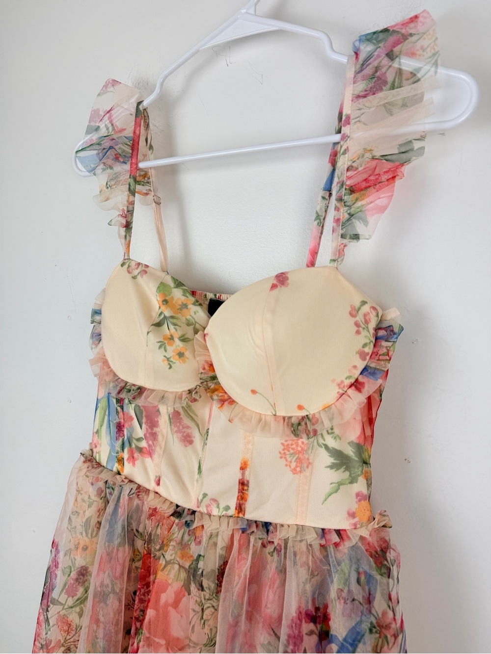 VICI Floral Corset Ruffle Strap Tiered Mesh Garden Party Romantic Cottagecore - Picture 10 of 13